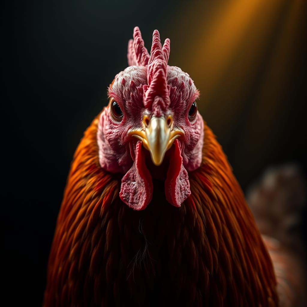 Hyper-Realistic Featherless Chicken in Dramatic Lighting