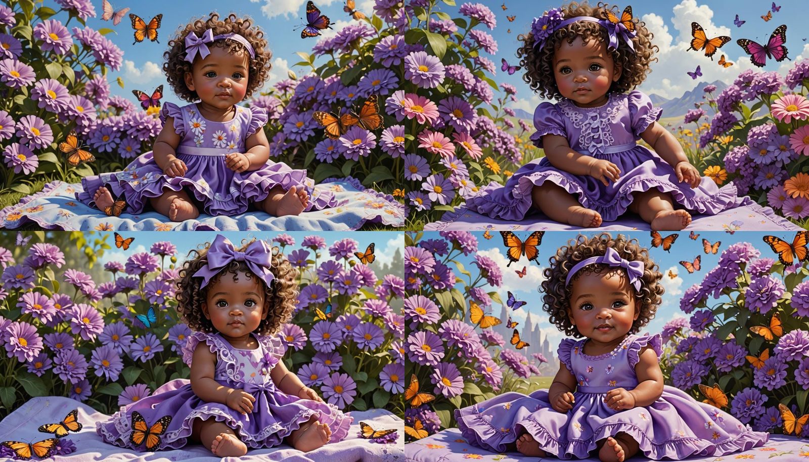Beautiful Baby Girl with Flowers: 3D Anime Art