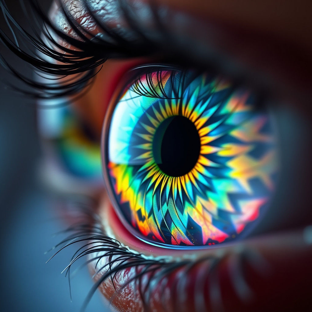 Iridescent Contact Lenses in Hyperrealistic Digital Art