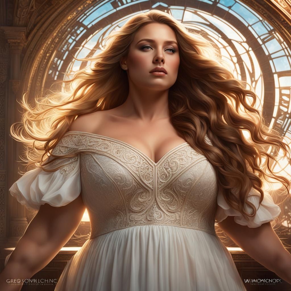 Voluptuous Woman Portrait in Hyperdetailed Digital Art