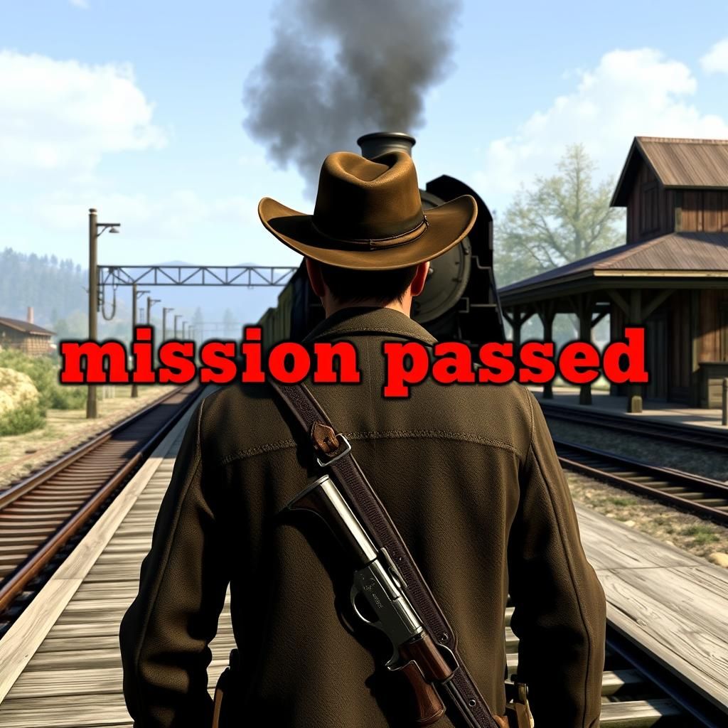 Retro PC Game Scene: Cowboy at Train Station