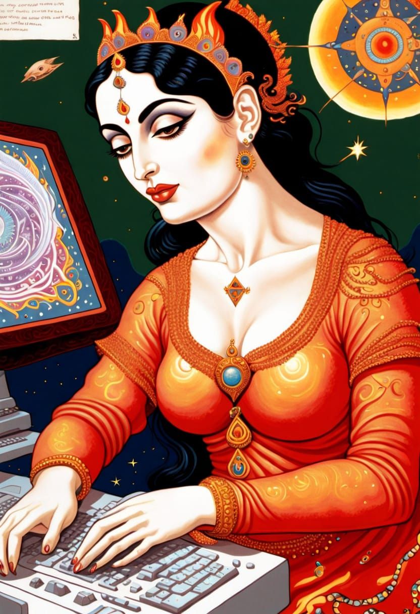 Sita in Celestial Rapture as Folk-Art Goddess