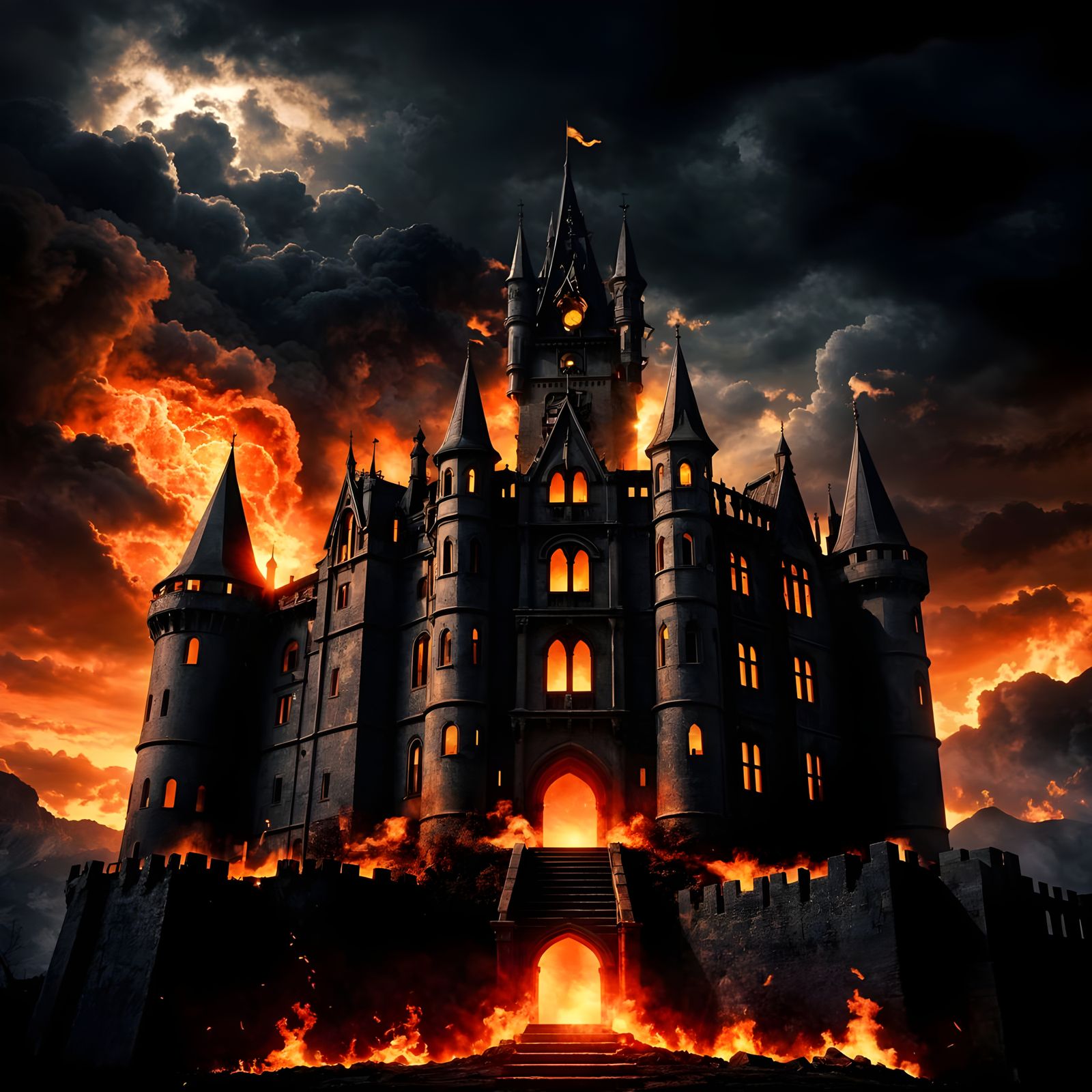 Burning Sun Alarm in Dark Fantasy Style