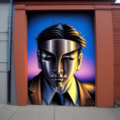 Satoshi Nakamoto Graffiti Art in Cubist Futurism Style