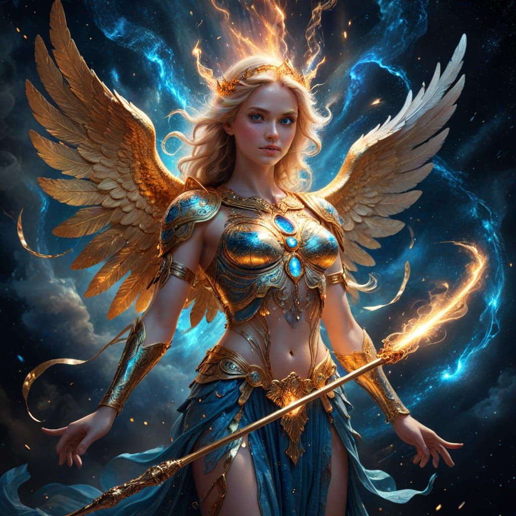 Majestic Angel in Cosmic Holographic Portrait