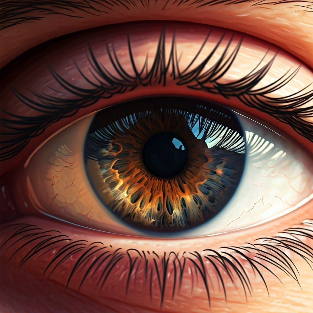 Dramatic Eye Reflection in a Vibrant, Fantastical Scene
