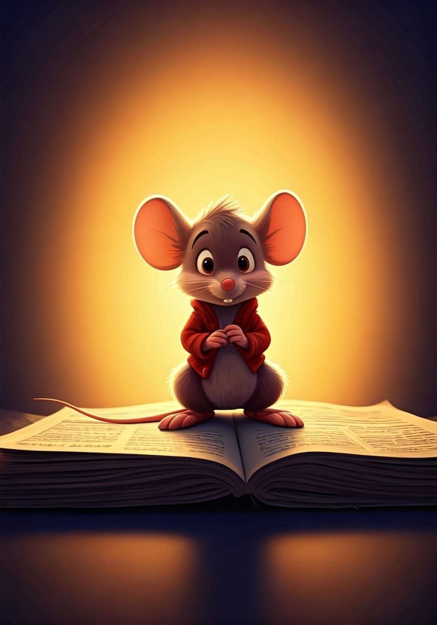 Cartoon Mouse Hiding, Comic Book Style 3D Art