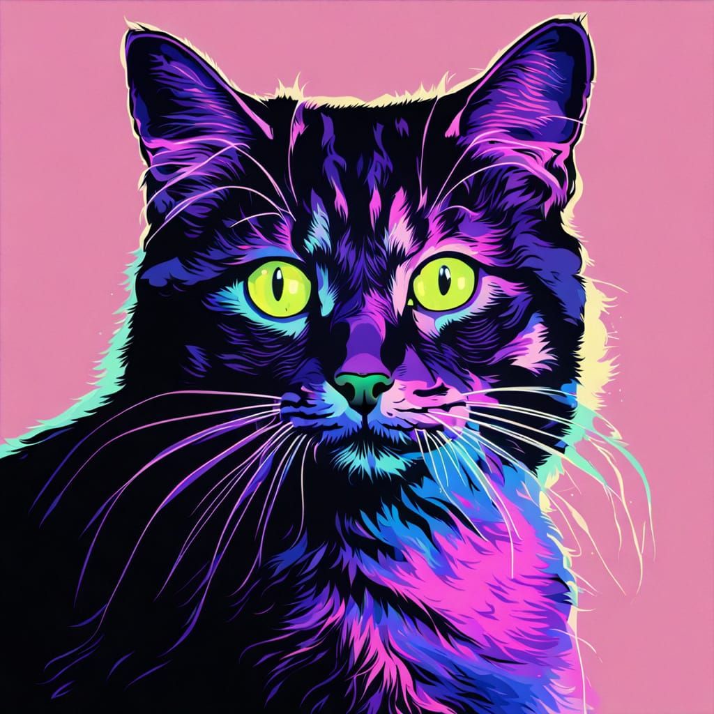 Futuristic Feline in Neon Chiaroscuro