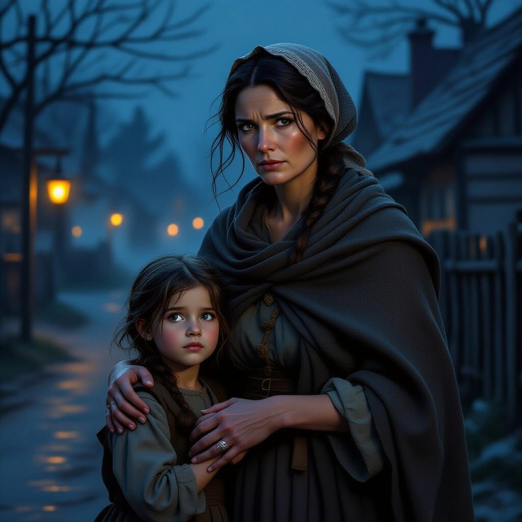 Realistic Fantasy Portrait of Mother and Child