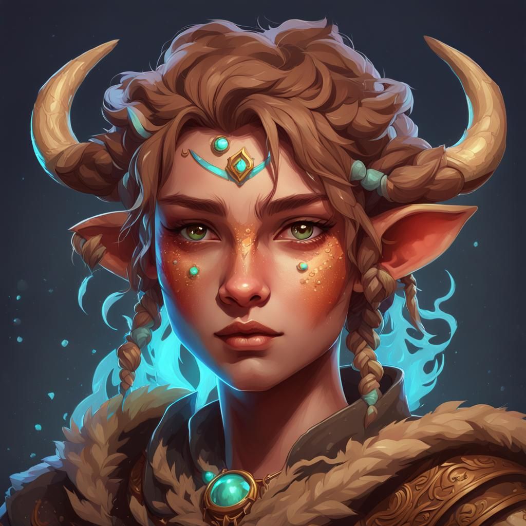 Flirtatious Teenage Satyr Bard Character Art