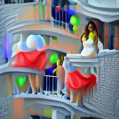 Balcony Party in Acrylic Pop Art Style