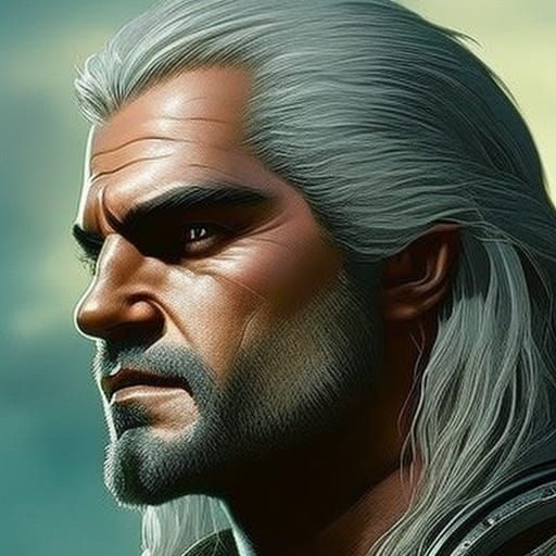 Hyperrealistic Portrait of Henry Cavill as Geralt