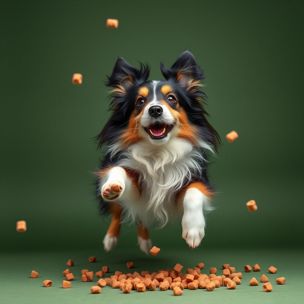 Bearded Collie Mid-Air: A Vieler-esque Studio Shot