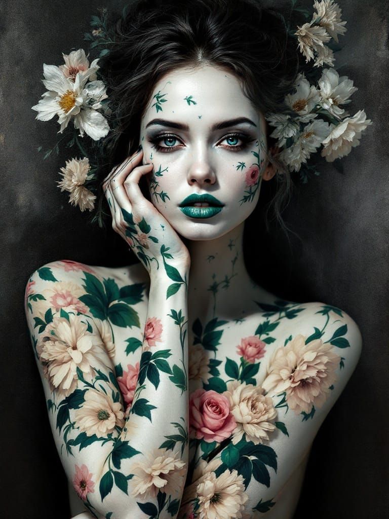 Sensual Woman in Baroque Street Art Style