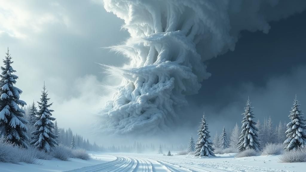 Snow Tornado Rips Through Winter Landscape