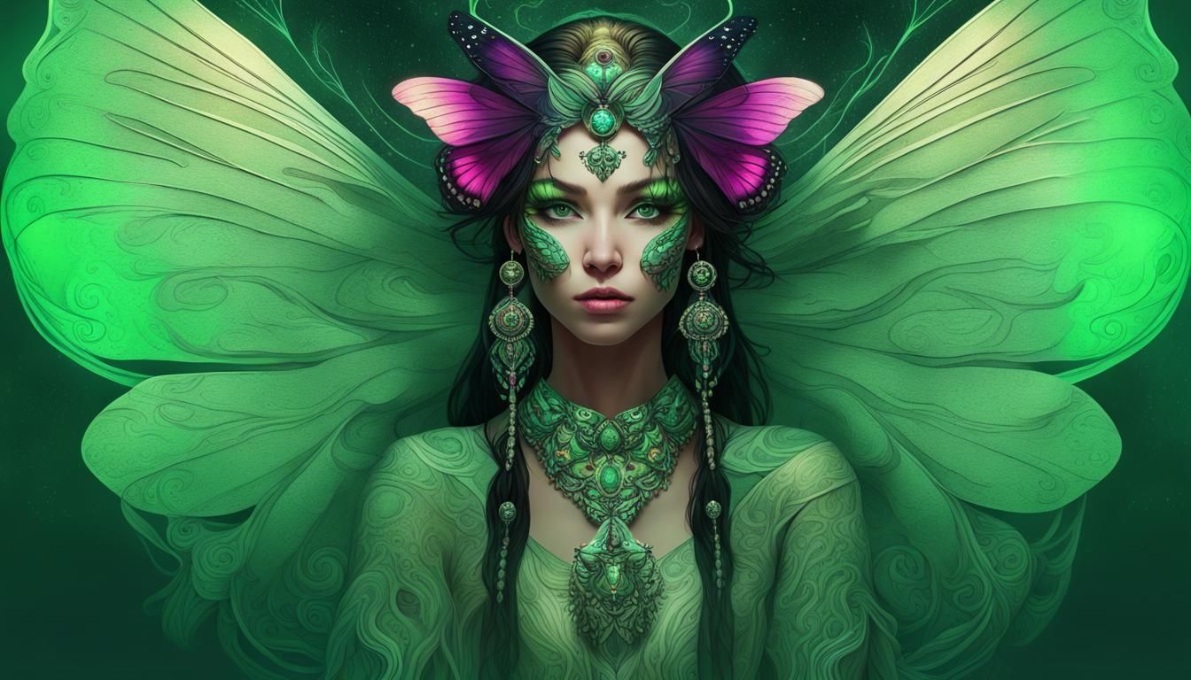 Butterfly Winged Shaman Angel in Digital Art