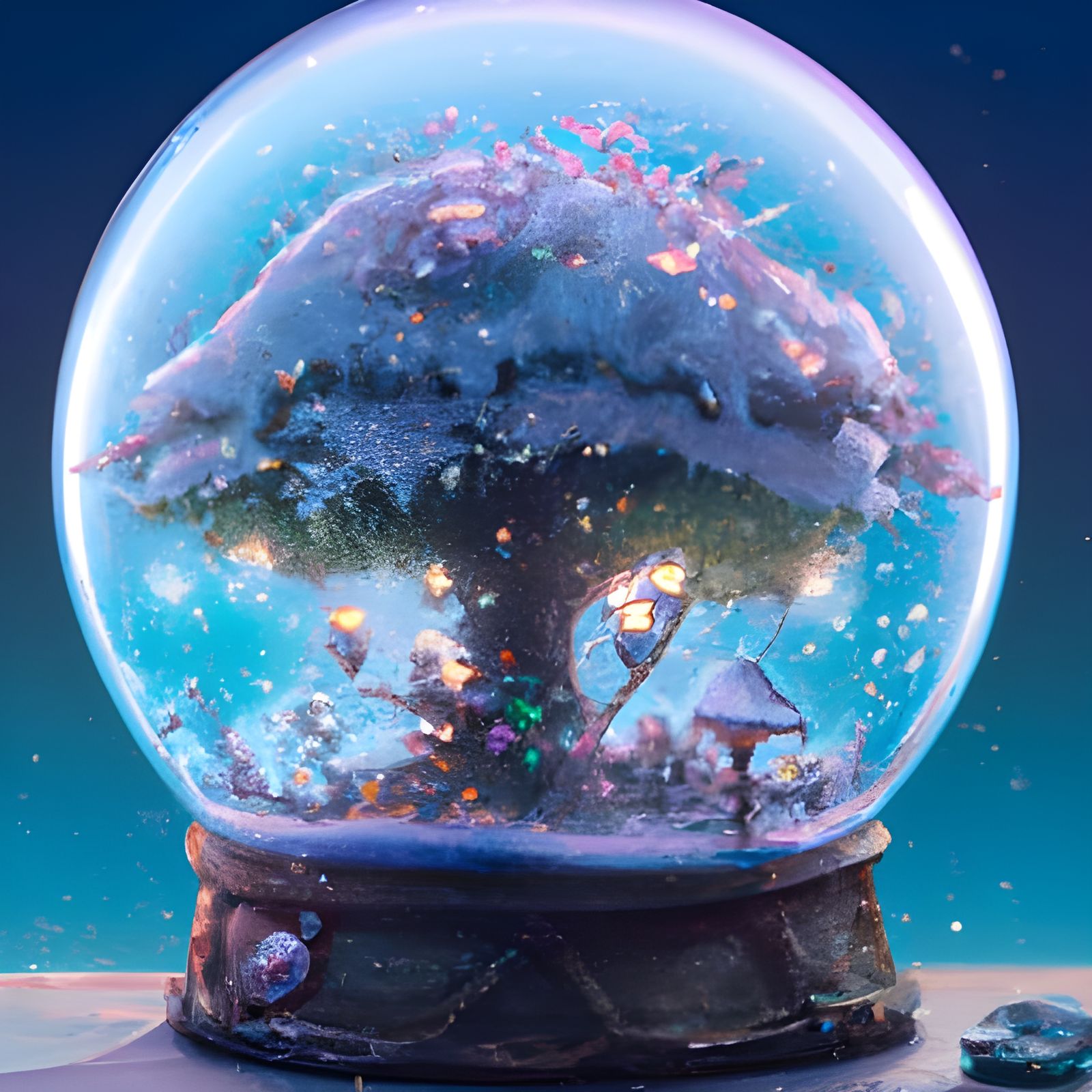 Cherry Tree in Snow Globe: Fantasy Album Art