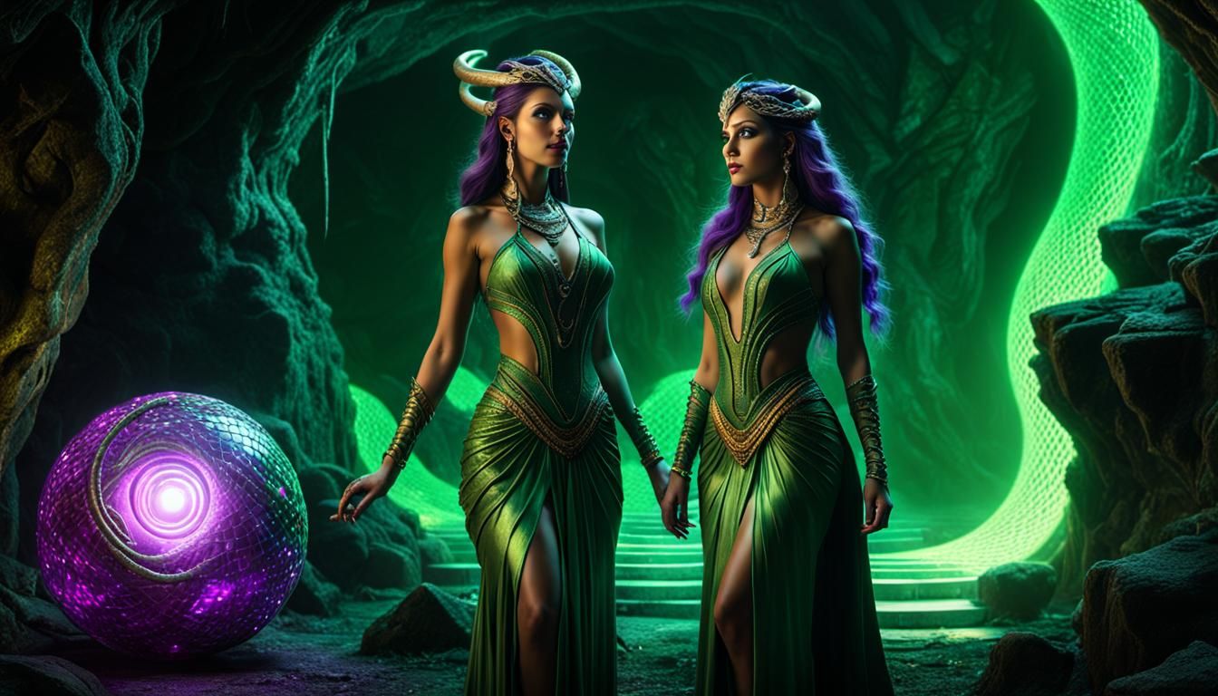 Serpent Goddess in Gem Cave: Digital Matte Painting