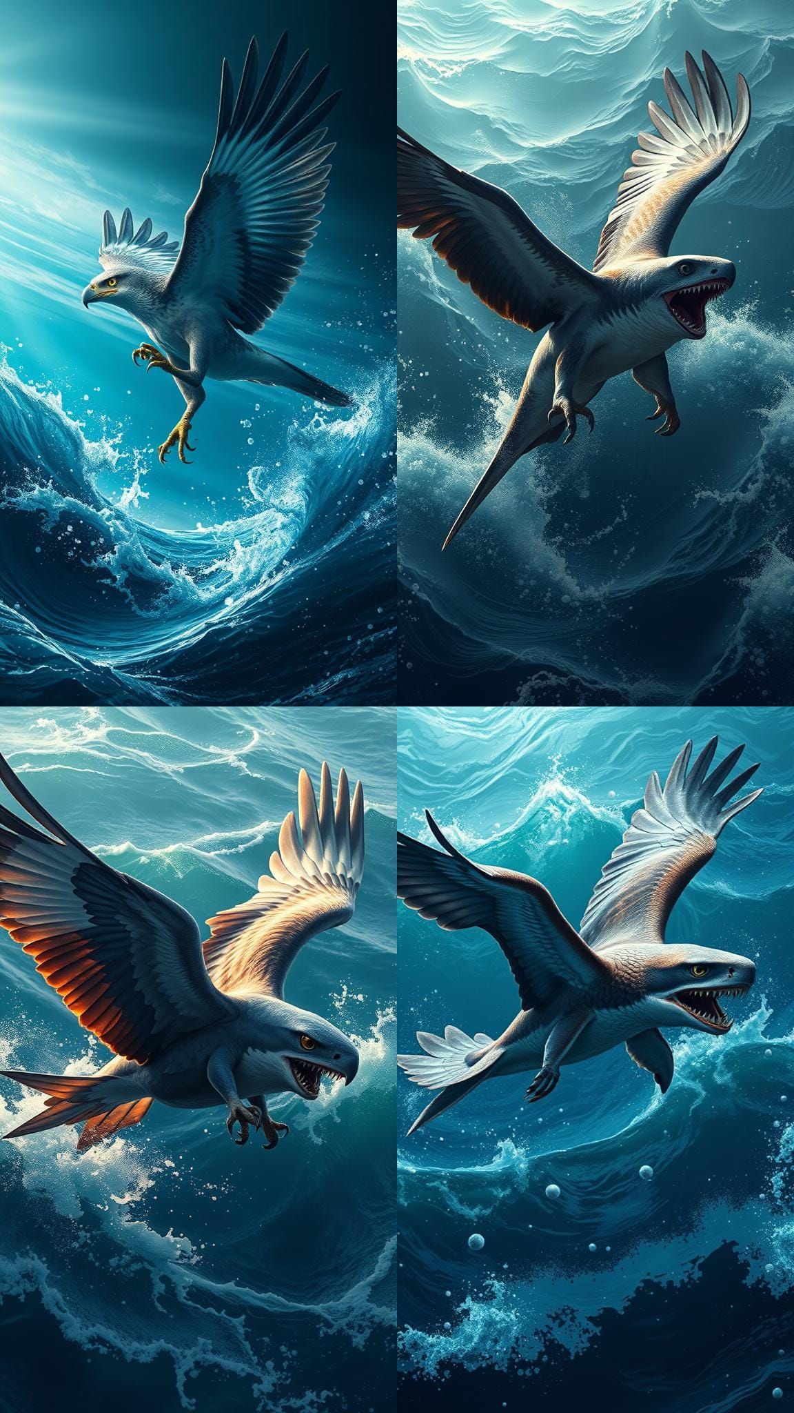 Flying Predator Emerges from Ocean Depths in Cyberpunk Fanta...