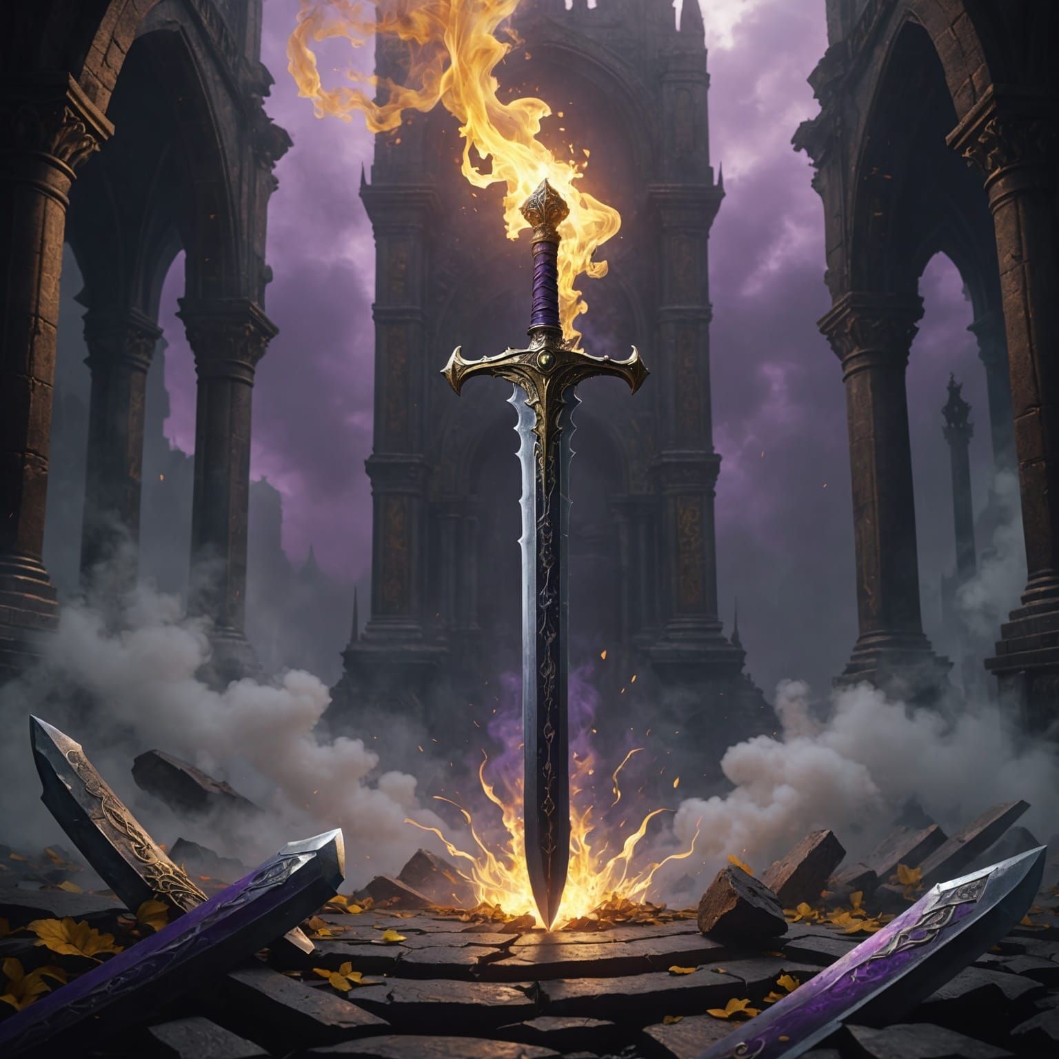Cursed Sword with Smoke: Dark Fantasy Art