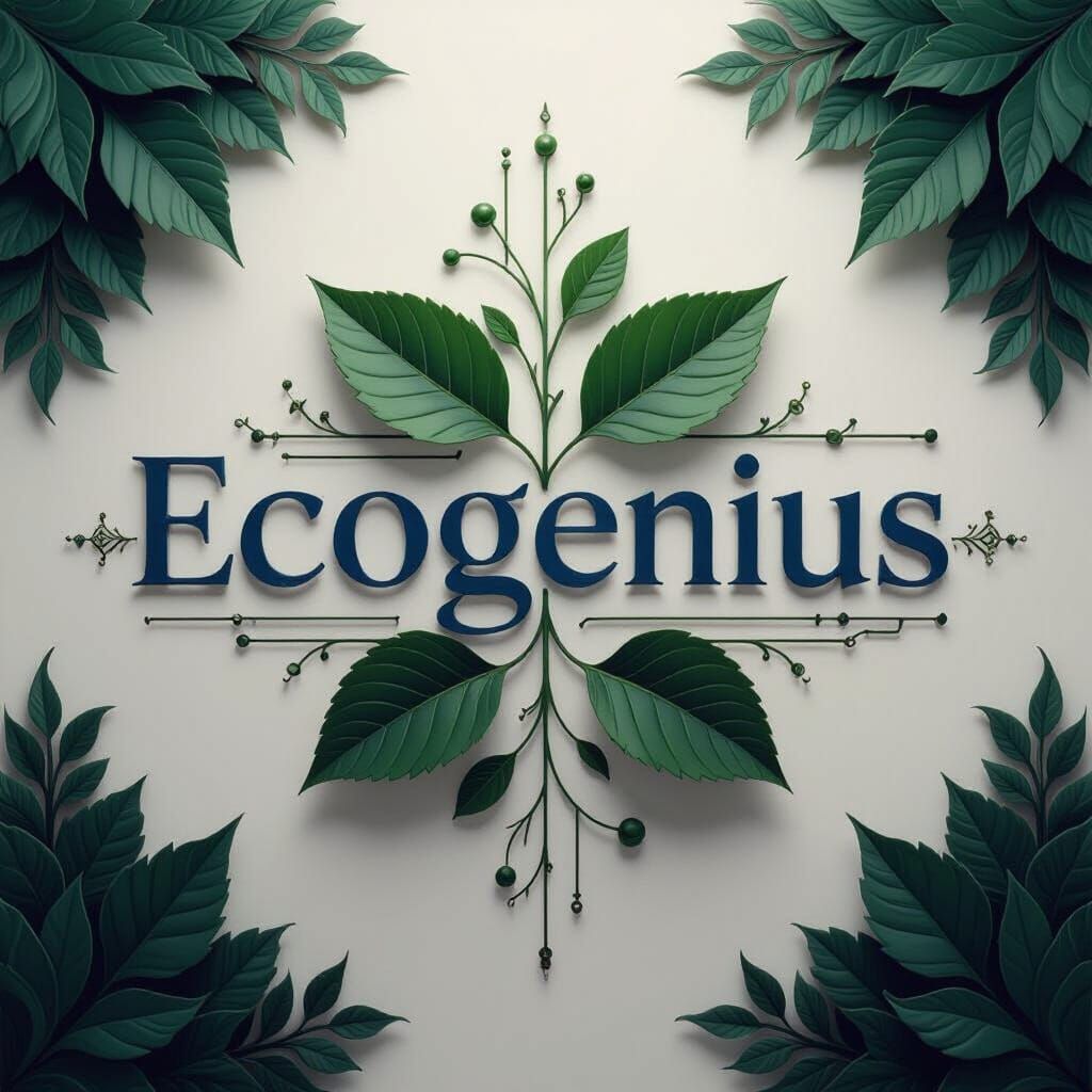Elegant ECOGENIUS Logo with Green Leaf Accents