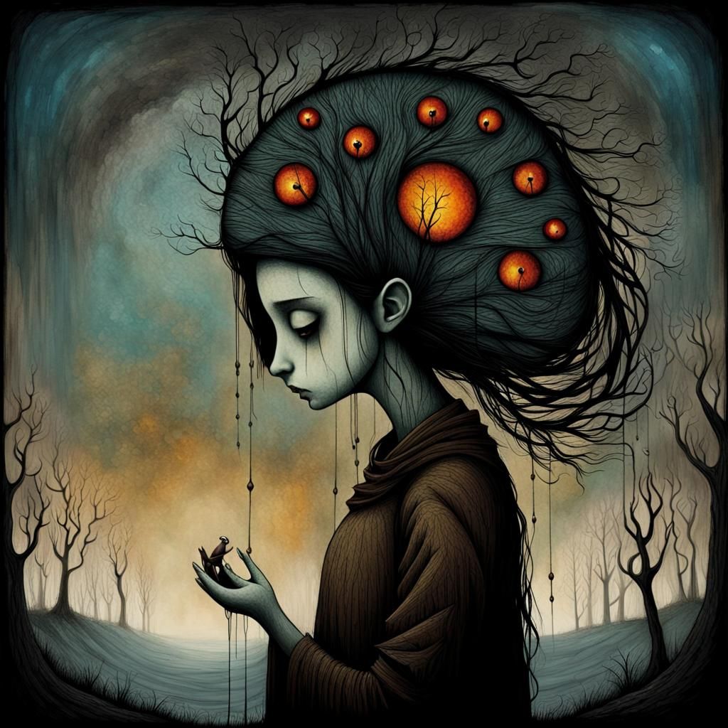 Surreal Scene of Despair and Anguish