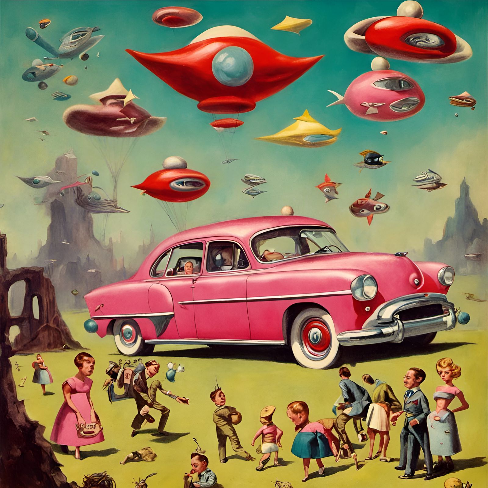 Surreal 1950s Pop Culture Art