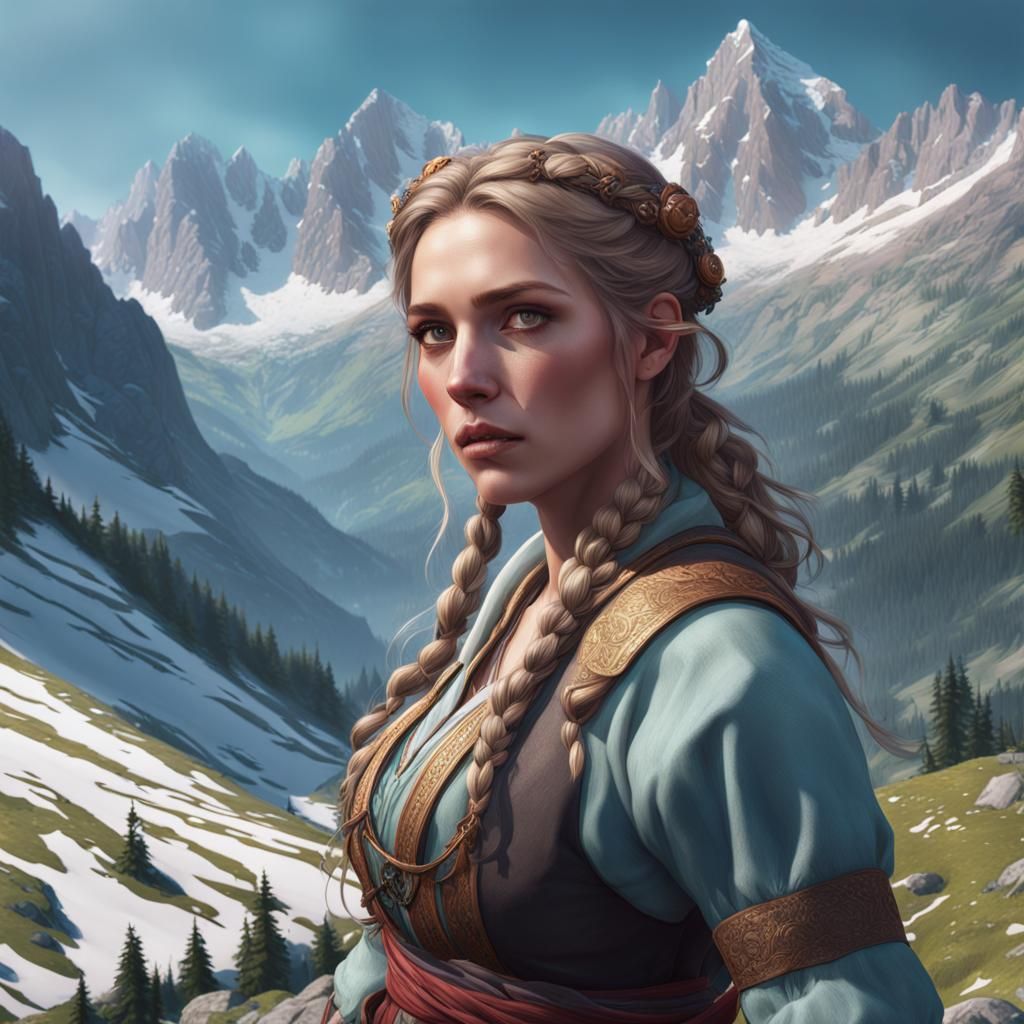 Heidi Portrait in the Alps: Hyperdetailed Art
