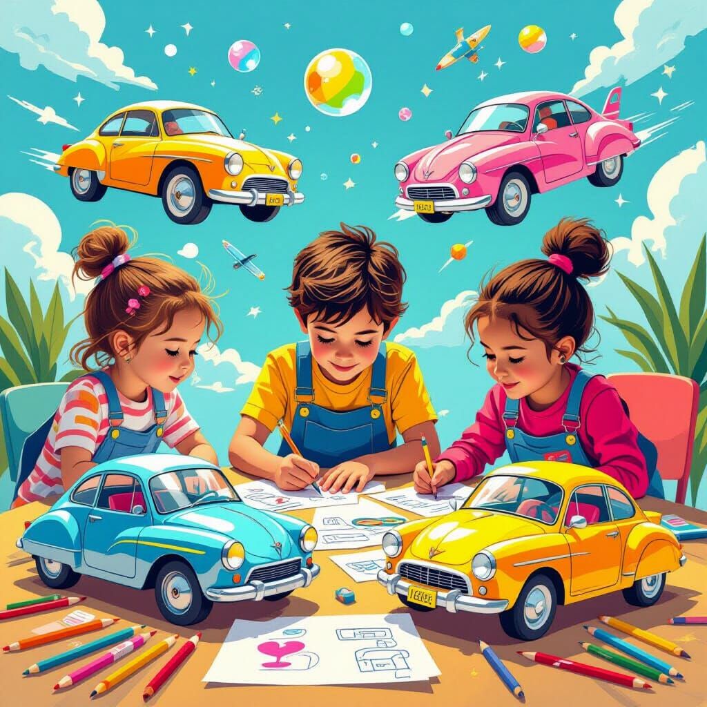 Children Sketching Wild Future Car Designs