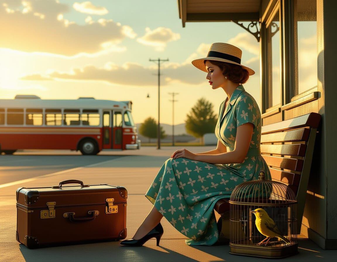 Canary in Birdcage: Detailed Matte Painting