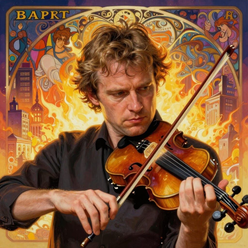 Bart De Wever Plays Violin Amidst Burning Cityscape
