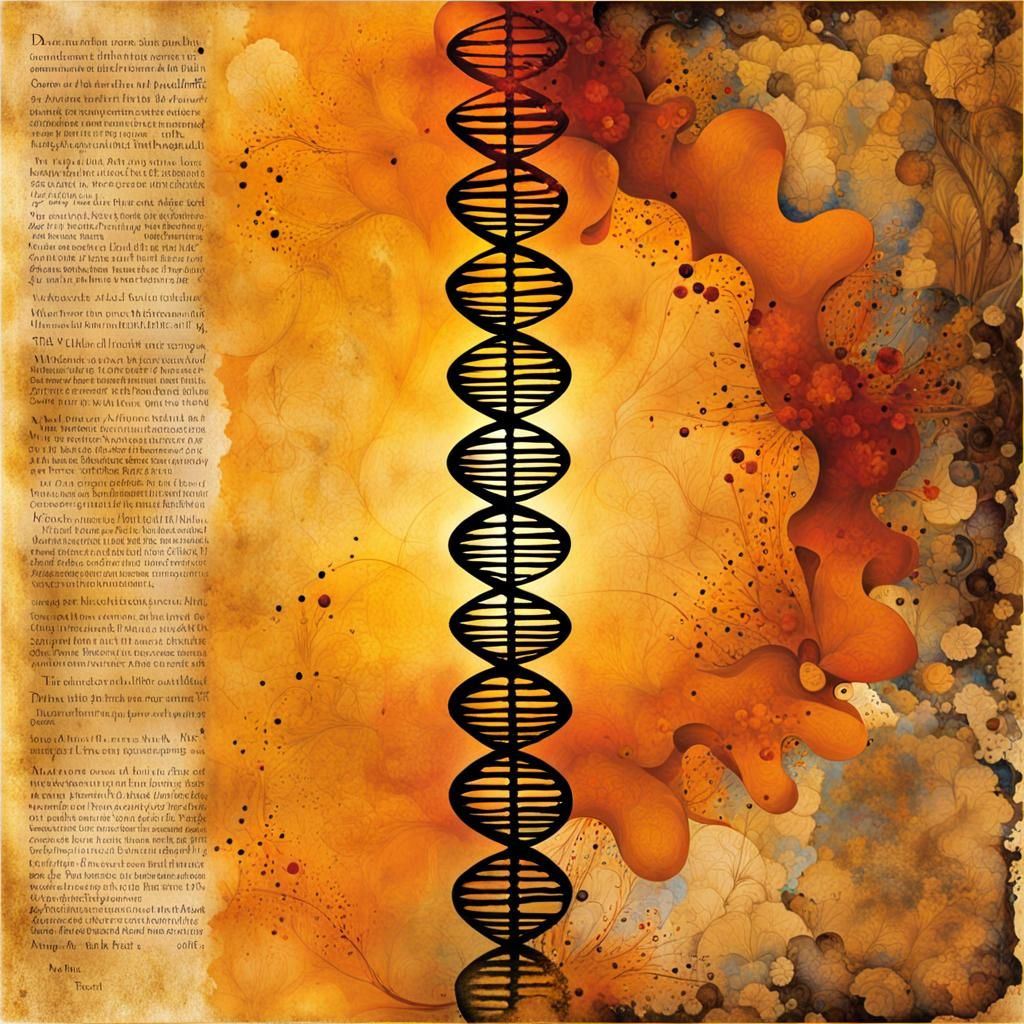 DNA Sequence in Surreal Decalcomania Style