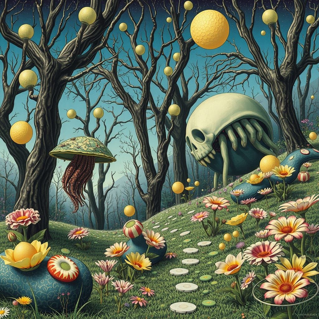 Surreal Psychedelic Garden in Avant-Garde Style