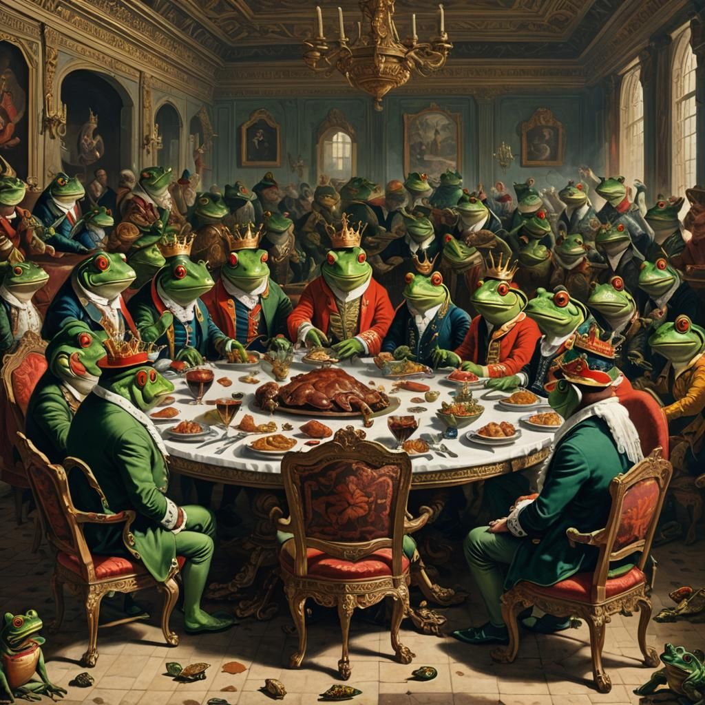 Royal Feast with Frogs: A Whimsical Banquet