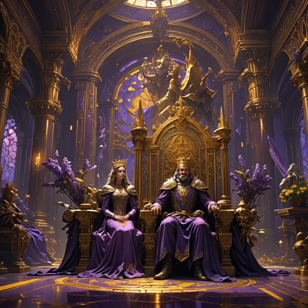 Fairytale King and Queen in Dark Fantasy Throne Room