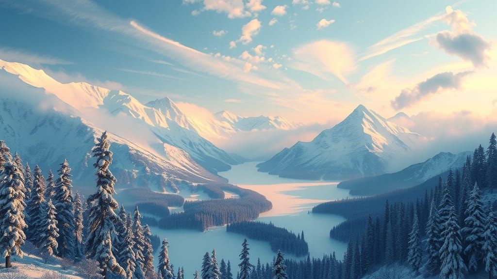 Ethereal Winter Wonderlands in a Fantasy Concept Art Style