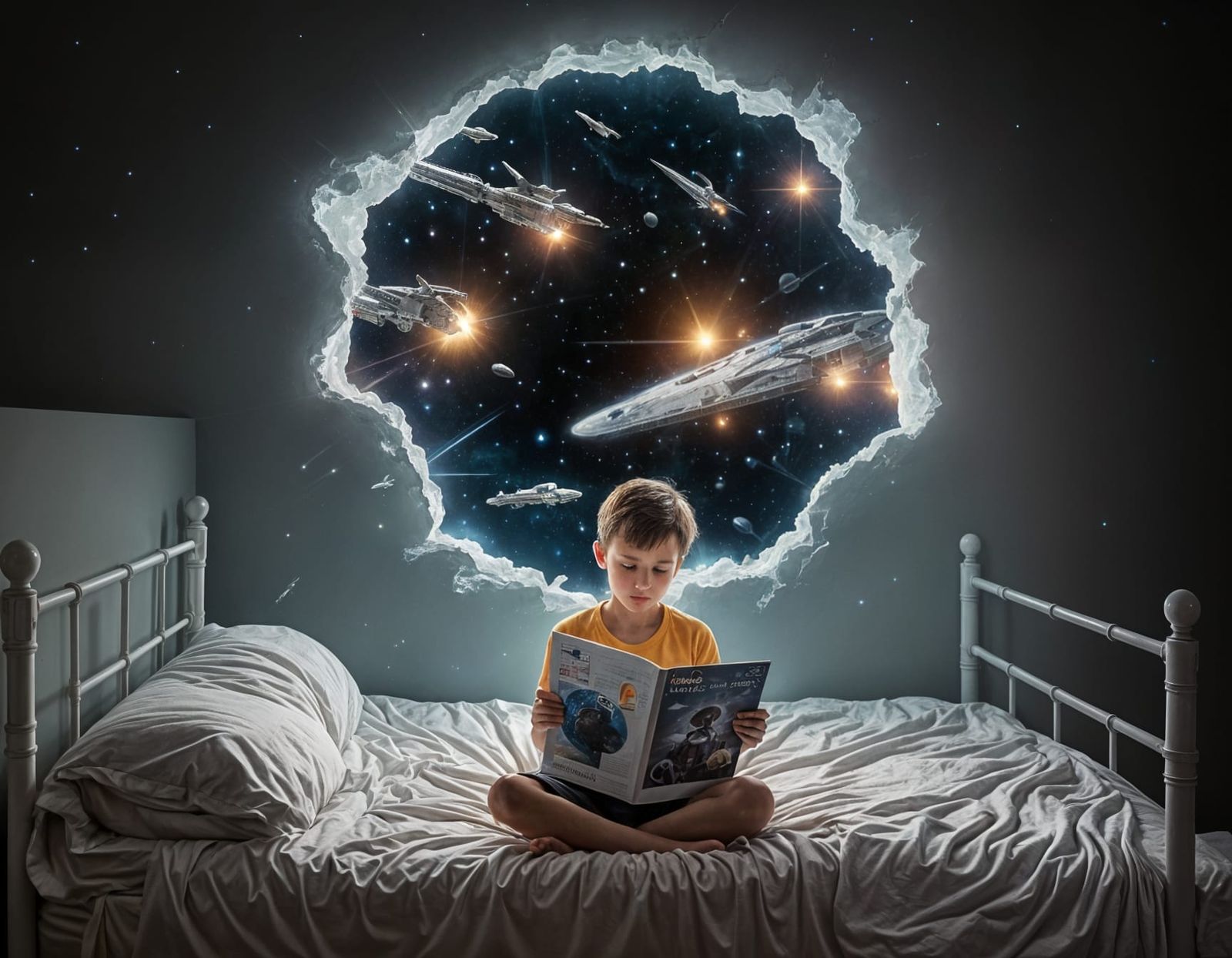 Cosmic Battle in a Boy's Bedroom