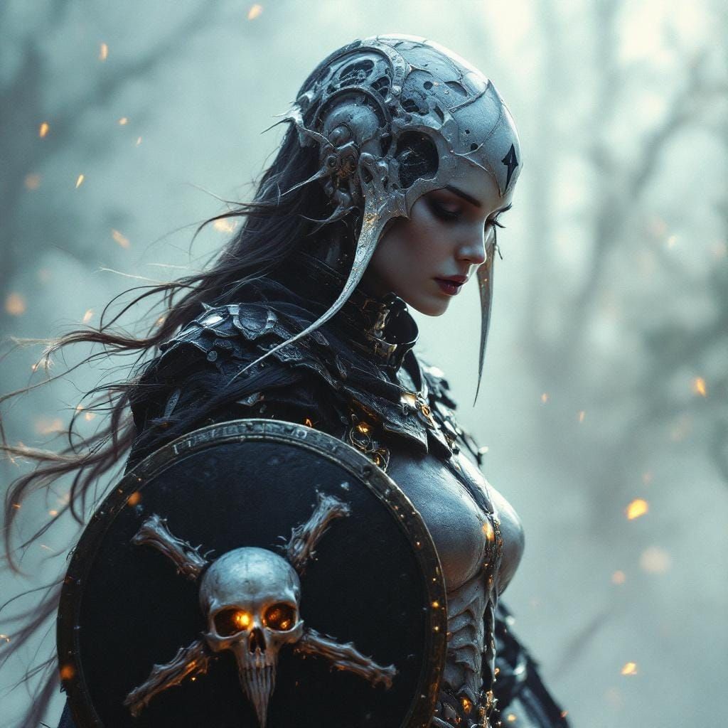 Graceful Death Knight with Gleaming Skull Armor