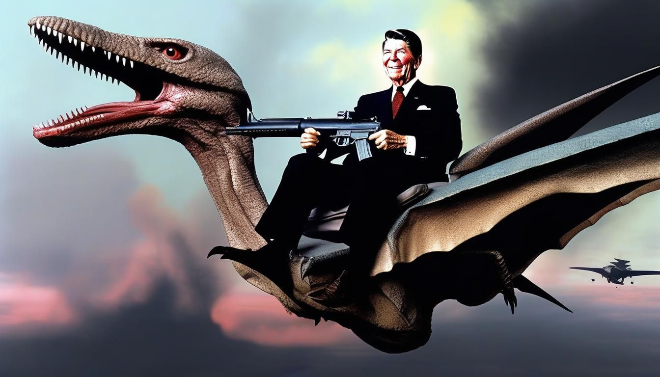 Reagan Rides Pterodactyl in Biomechanical Style
