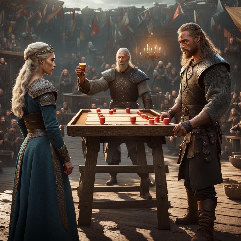 Emilia Clark and Travis Fimmel Play Beer Pong
