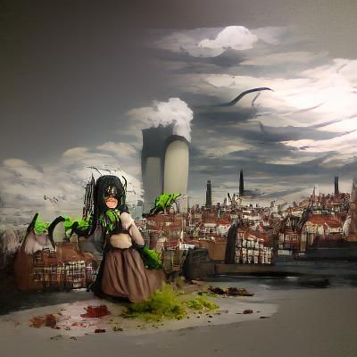 Detailed Matte Painting of a Plague Girl