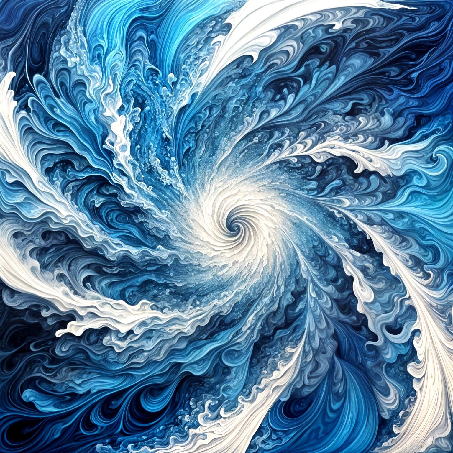 Abstract Blue Fractal Wind Pattern in 3D Shading