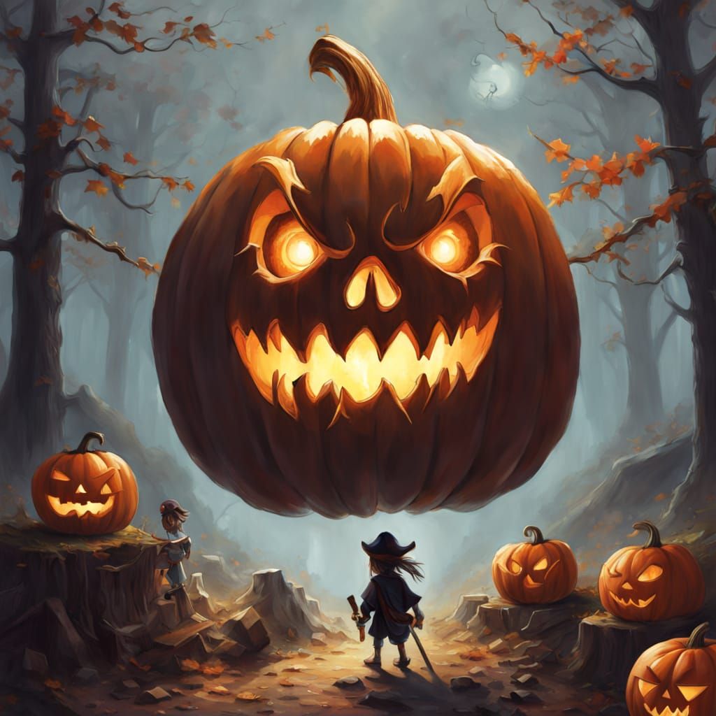 Mysterious Pumpkin Patch at Night