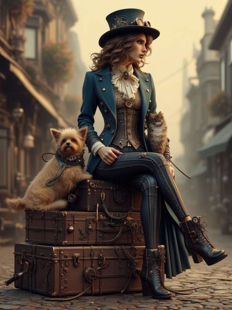 Steampunk Elegance: A Victorian-Inspired Lady Embarks on Adv...