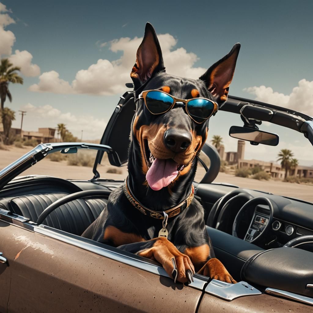 Doberman Driver: High-Resolution 8k Photograph in Unreal Eng...