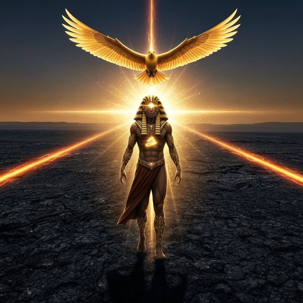 Radiant Sun God Soaring Over Charred Earth