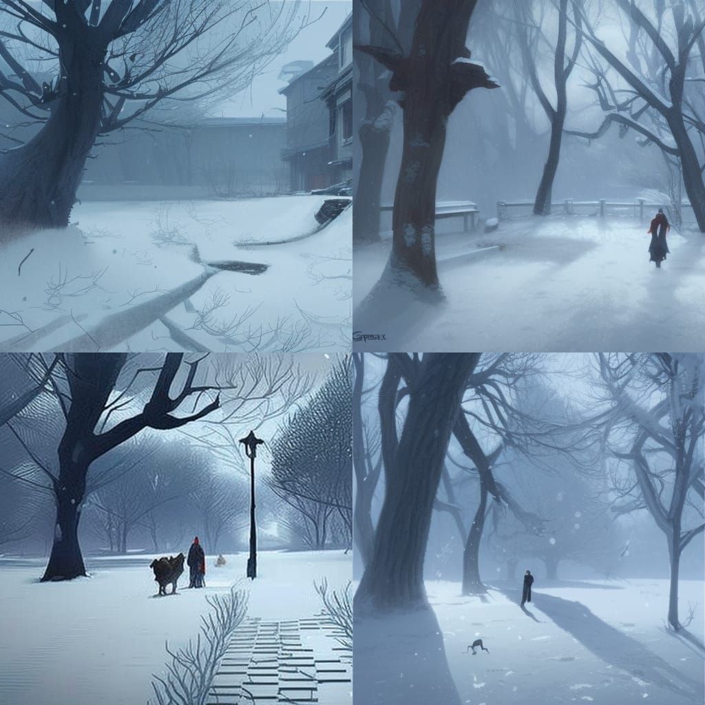 Sinister Winter Landscape with Snow-Covered Trees