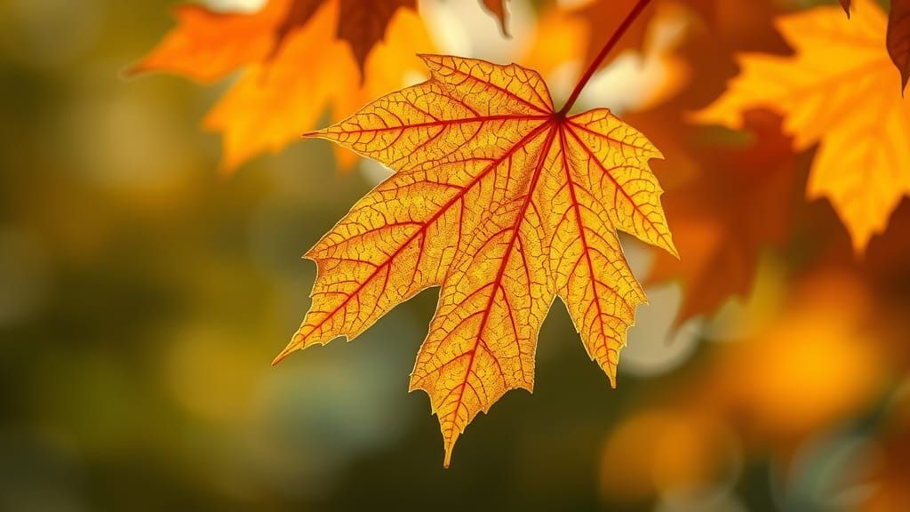 Falling Maple Leaf Impressionist Style