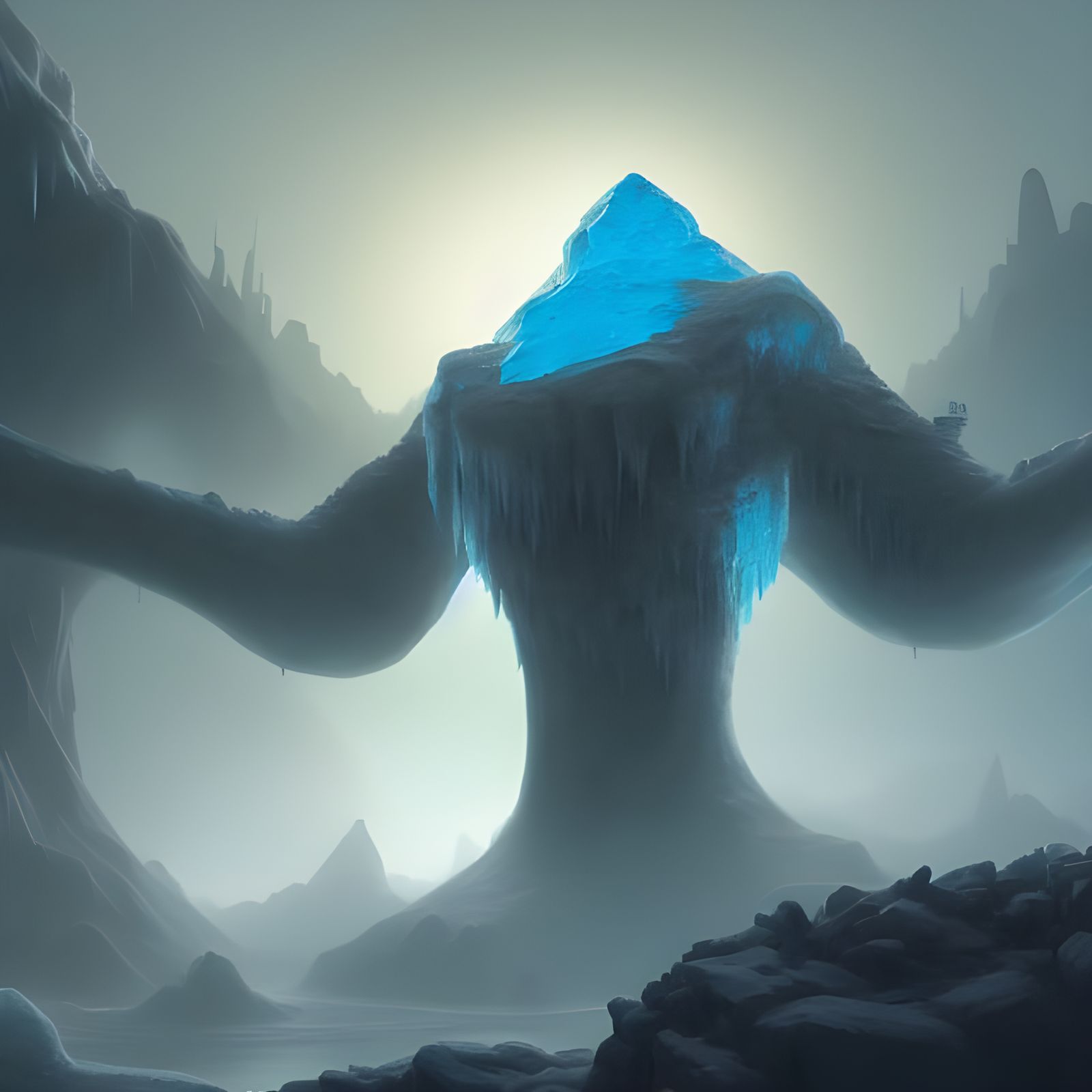 Detailed Ice Golem Fantasy Concept Art