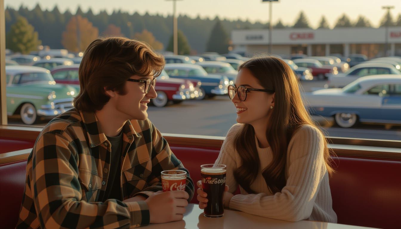 1970s Couple Romantic Evening at Roy Roger's Restaurant